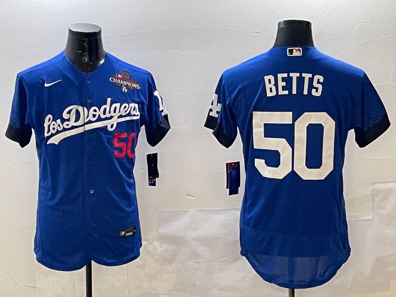 Men Los Angeles Dodgers 50 Betts Blue City Edition Elite Nike 2025 MLB Jersey style 2